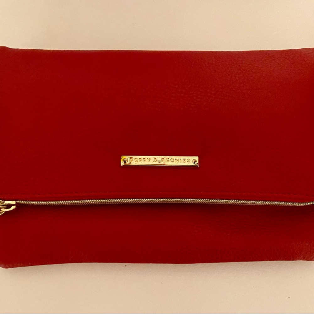 Red Poppy and Peonies Clutch Bag